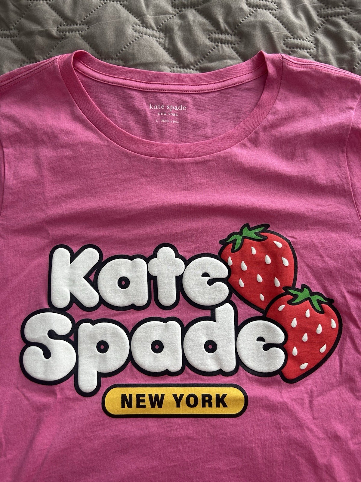 Kate Spade Candy Strawberry T-Shirt. Womens Size Large. New. Never Worn thumbnail 2
