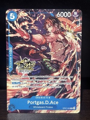 One Piece Portgas D Ace OP07-053 3RD Anniversary Card
