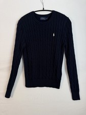 Polo Ralph Lauren women s Navy Cable-Knit Pullover Sweater Crew Neck Logo M