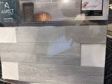 Aspect Collage Gray Subway Carrara Marble Peel and Stick Backsplash AC015