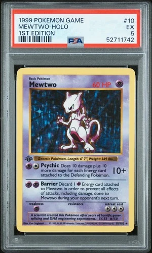 1999 POKEMON BASE SET 1ST EDITION #10 MEWTWO-HOLO PSA 5