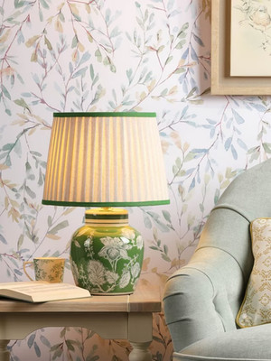 Paar 2 brandneue Laura Ashley Lampenschirme Lampenschirm elfenbeinfarben und grün Tennislicht