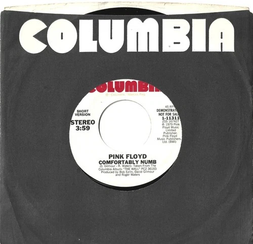 PINK FLOYD Comfortably Numb RARE 1979 USA 7" Promo / DEMO short/long versions