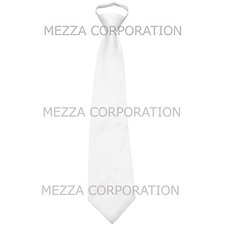 New formal men's pre-tied ready knot necktie polyester solid wedding white