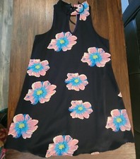 Women's Dress Size M Navy Blue with Pink Floral Print Gorgeous Sleeveless