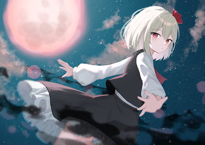 Anime Girls Short Hair Moon Dress Night Sky Star  Gaming Mat Desk 6292