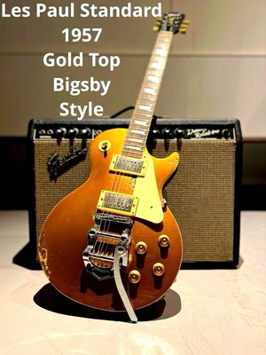 Les Paul 1957 Gold Top Bigsby Style | Japan Vintage Aged Custom | 1980s Burny