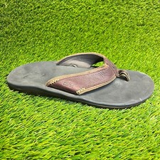 Olukai Kua'Aina Mens Size 12 Brown Black Beach Walking Outdoor Flip Flop Sandals