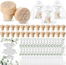 Barydat 50 Sets Wedding Favors for Guests Bulk Green, Wood color, White 