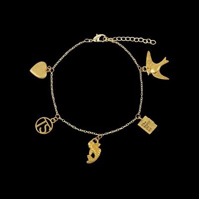 Egyptian Charm Bracelet Five Sacred Symbols Museum Jewelry 7.5L