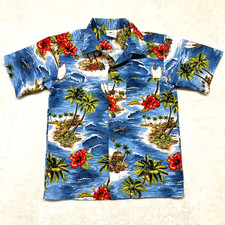 Vintage Nui Nalu Hawaiian Shirt Youth Size 8 Made In Hawaii Tiki Vibe Tropical