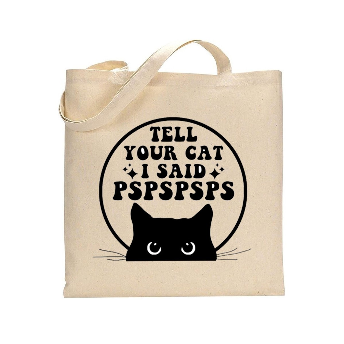 "Cats Make Me Happy, You Not So Much" Funny Slogan Tote Bag - Pet Lover Gift, 100% Cotton - View #4