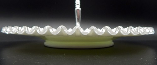 Fenton Silver Crest Milk Glass Tidbit Tray Platter Ruffle Crimped Edge 12 Inch - Picture 11 of 13
