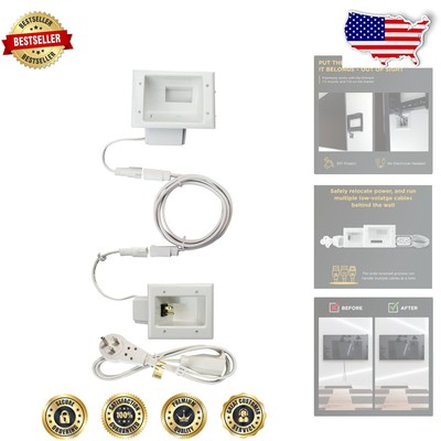 In-Wall Power Extension Kit for TV - Hidden Outlet Concealer & Cord Management