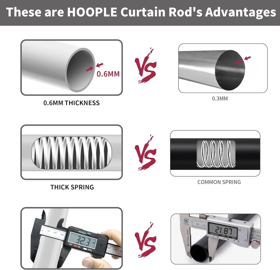 Barra de cortina de tensión divisor de habitación, 102-120 pulgadas varillas de tensión sin perforación para ventanas Foto 2 de 4
