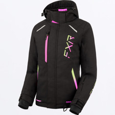 FXR Womens Pulse Snowmobile Jacket Black/Kiwi...