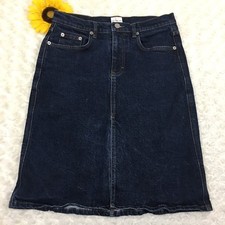 Calvin Klein Womens Slit Front Jean Skirt Size 5 Stretch Blue Denim dr3216