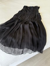 PRADA DRESS silk chiffon pleated 40 black new no tags
