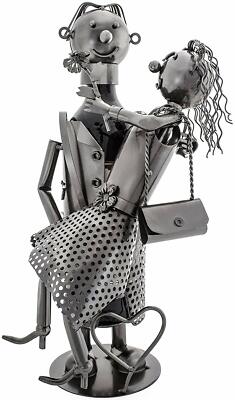 BRUBAKER Wine Bottle Holder ''Lovers'' - Metal Wine Stand