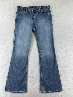 Mossimo Pants Womens 11 Blue Denim Jeans Flared Leg Mid Rise Cotton Blend Skate