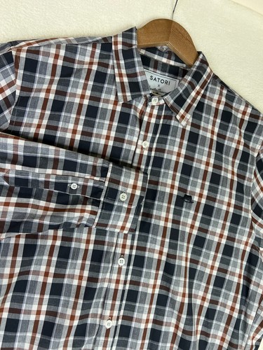 Satori x Augustin Casanova Shirt Men's XL Gray Plaid Button Down L/S Cotton