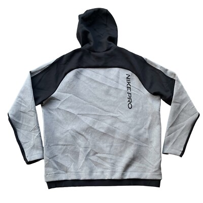 Nike Pro Mens XL Pullover Training Center Swoosh Hoodie Gray Fleece  BV5572-071