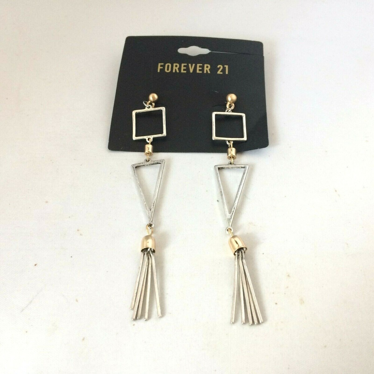 H9230 DESIGNER INSPIRED GOLD SILVER TWO TONE METAL TASSEL STUD