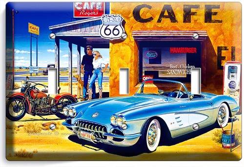 RETRO COCHE DEPORTIVO ROUTE 66 CAFE LIGHT SWITCH OUTLET PLACAS DE PARED DECORACIÓN DE LA SALA DE GARAJE - Imagen 11 de 34