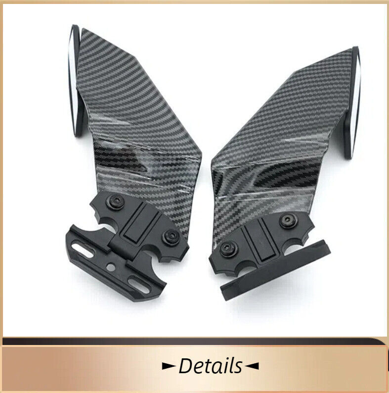 2x Carbon Fibre Wind Wing Rearview Side Mirrors for Kawasaki