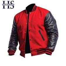 Hatch Sports Men’s Varsity Baseball Letterman Jacket Wool Body Genuine Cowhide L