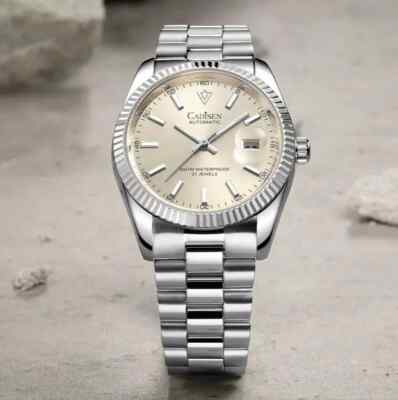 40MM CADISEN Automatic Diver Watch 100M Waterproof Sapphire Stainless Steel NEW