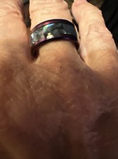 8mm Trendy Wide W/Abalone Shell In Middle Purple Ring In Size 7