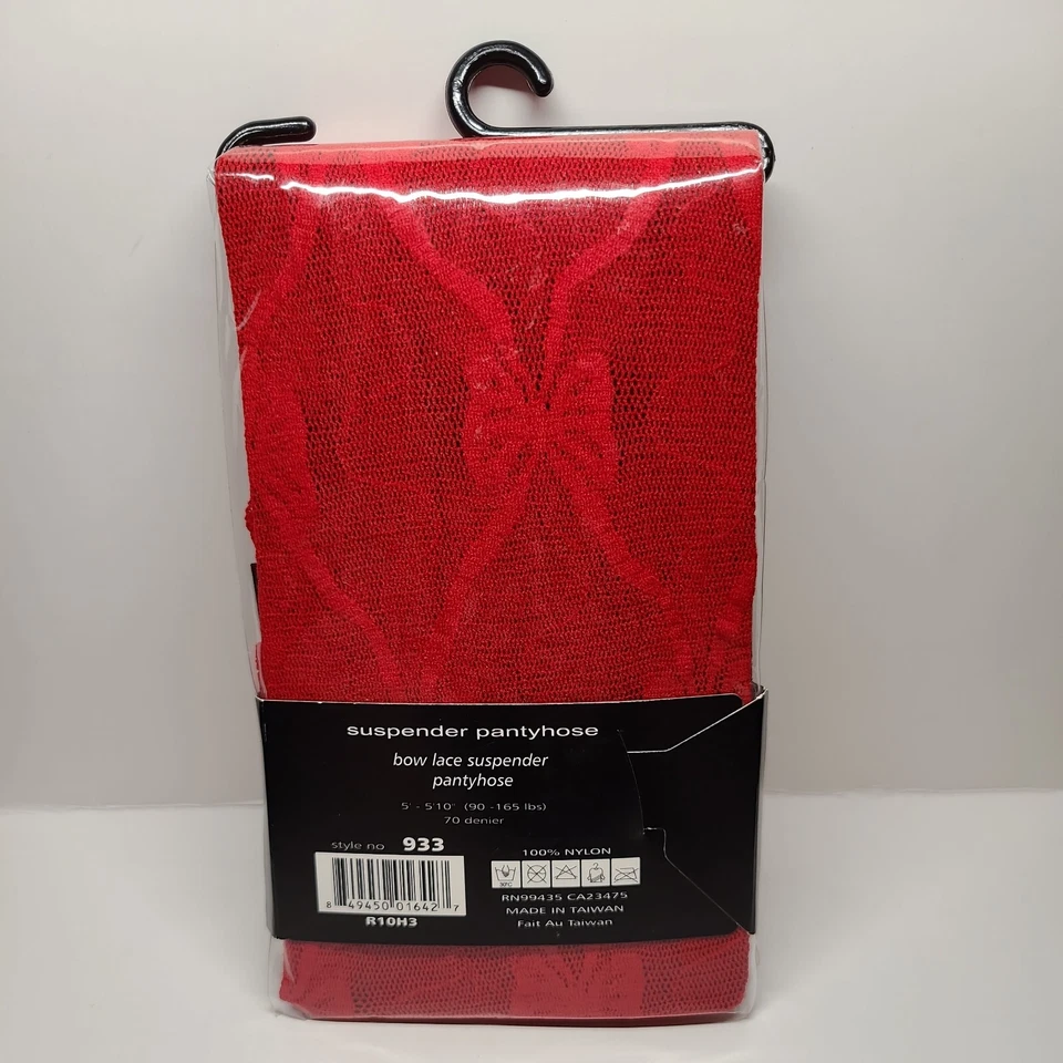 Pantimedias Music Piernas Hoisery Lazo Encaje Tirantes Estilo 933 Rojo Foto 2 de 3