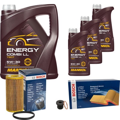 BOSCH Inspektionspaket 8 L MANNOL Energy Combi LL 5W-30 für Audi A3 Sportback