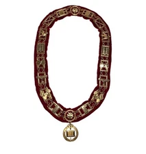 Vintage Masonic Chain Collar Red Crushed Velvet Macon Masonic Supply Virginia