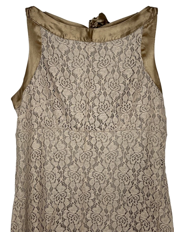 Vestido Alexia Admor Feminino S Bronzeado Bainha de Renda Sem Mangas Mini Coquetel - Imagem 3 de 4