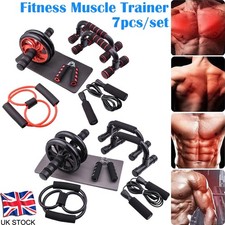 7-In-1 Ab Exercise Wheels Kit Home Gym Equipment for Men Women Core Strength New