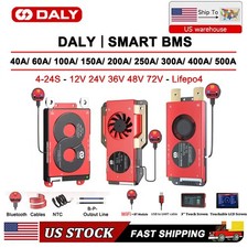 Daly Smart BMS Lifepo4 4S-24S 12V 24V 36V 48V 72V with NTC 40A-500A Battery Lot