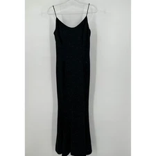 Womens Old Money Minimalist Gown Size S Black Beaded Evening Maxi Elegant
