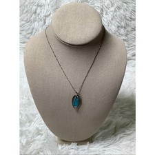 925 Sterling Silver Italian Turquoise Sea Glass Pendant Necklace Coastal E20-18