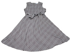 Calvin Klein Sleeveless Plaid A-Line Midi Dress Belted Fit & Flare Check 20W