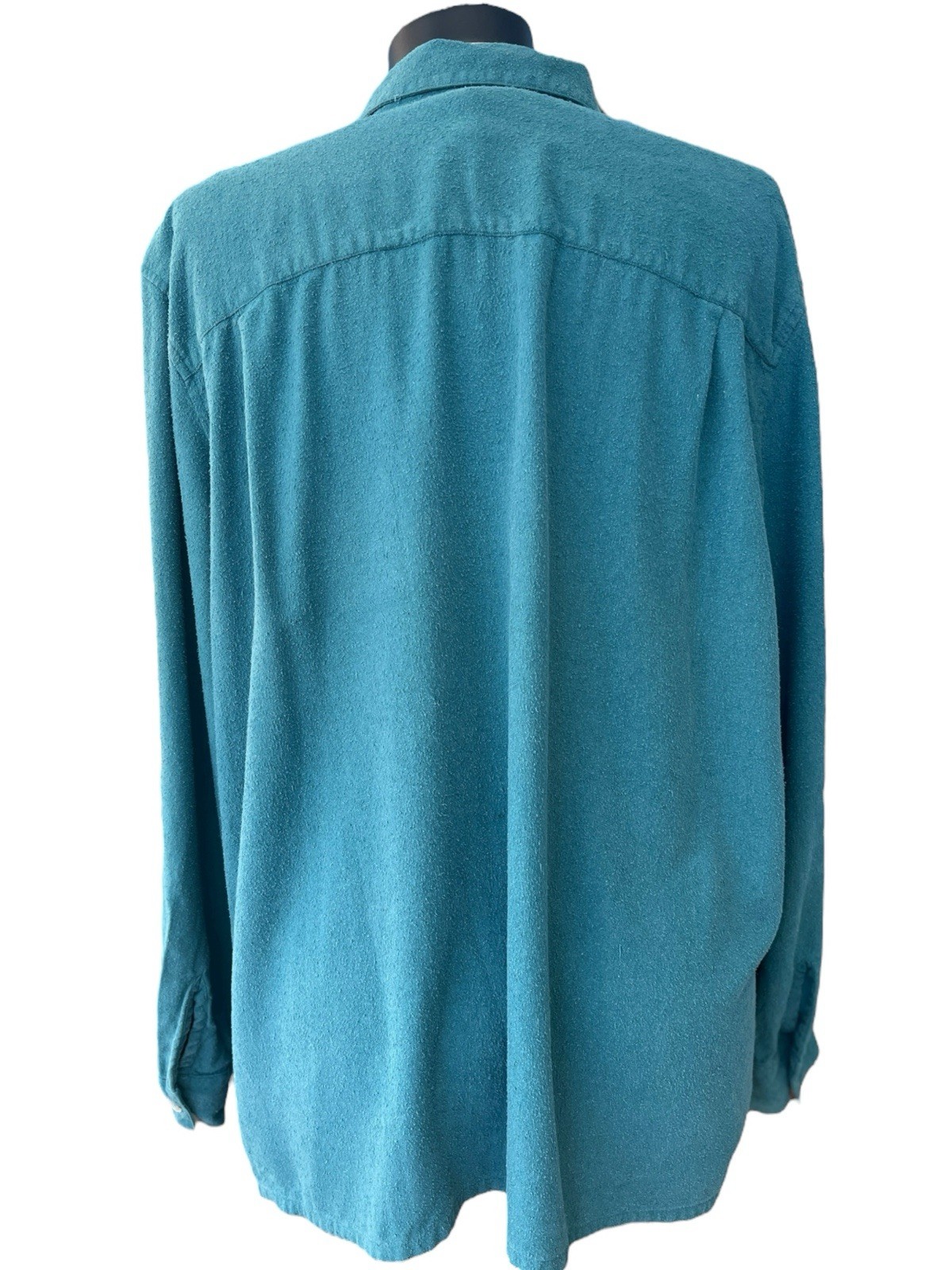 Vtg Y2K Park Central Brushed Silk Button Up Roll Tab Teal Top Size XXL Safari