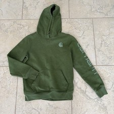 Carhartt Women's Relaxed Fit Midweight Logo Sleeve Hoodie Green Size XS 0-2