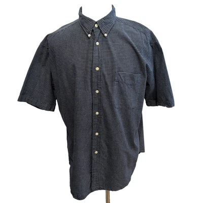 Chemise Dockers bleu marine à petits carreaux manches courtes taille XL - Photo 1/4