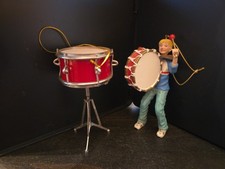 Set Of 2 RED SNARE DRUM CHRISTMAS ORNAMENT Drummer Theme