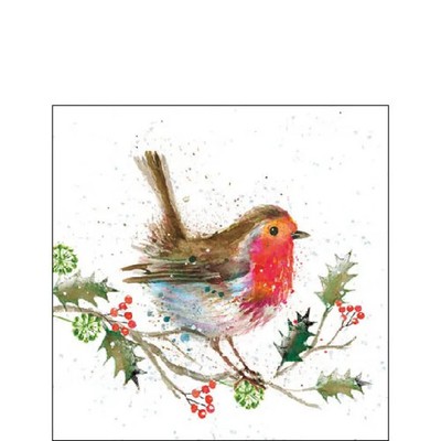 AMBIENTE COCKTAIL SERVIETTEN - 4er oder 20er Pack - WINTER ROBIN - C2026.94
