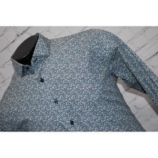 Express Button Down Mens Size Medium Blue Floral Long Sleeve Fitted 100 Cotton
