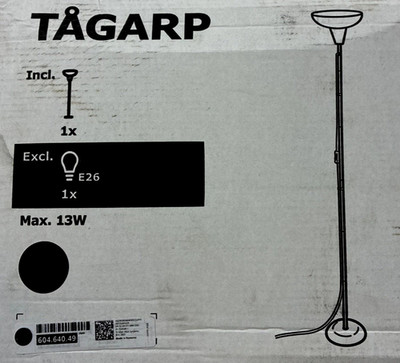 IKEA Tagarp FLOOR LAMP UPLIGHTER Black Free Standing New With Tapo Smart Bulb