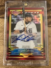 2021 Topps Finest Miguel Cabrera RED Auto On Card # 5/5