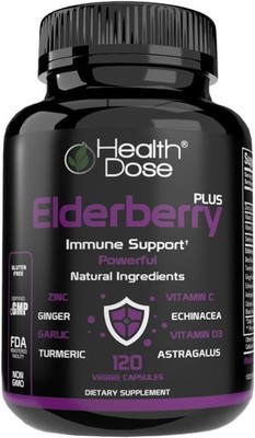 Elderberry Immune Support Vitamin C Turmeric Zinc Echinacea ginger supplement